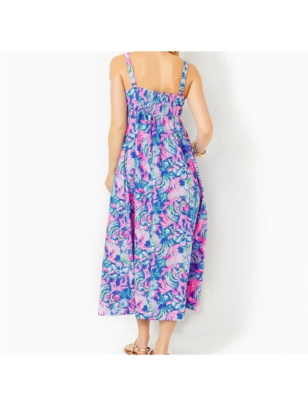 Lilly Pulitzer Blue and Pink Azora Maxi Dress — size 6